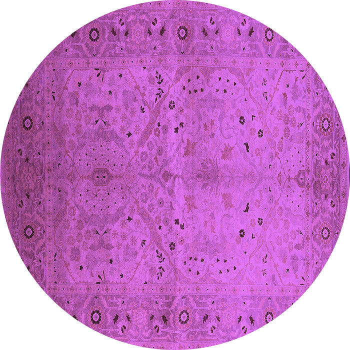 Round Machine Washable Oriental Purple Industrial Area Rugs, wshurb3073pur