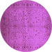 Round Machine Washable Oriental Purple Industrial Area Rugs, wshurb3073pur