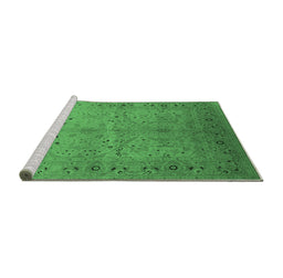 Sideview of Machine Washable Oriental Emerald Green Industrial Area Rugs, wshurb3073emgrn