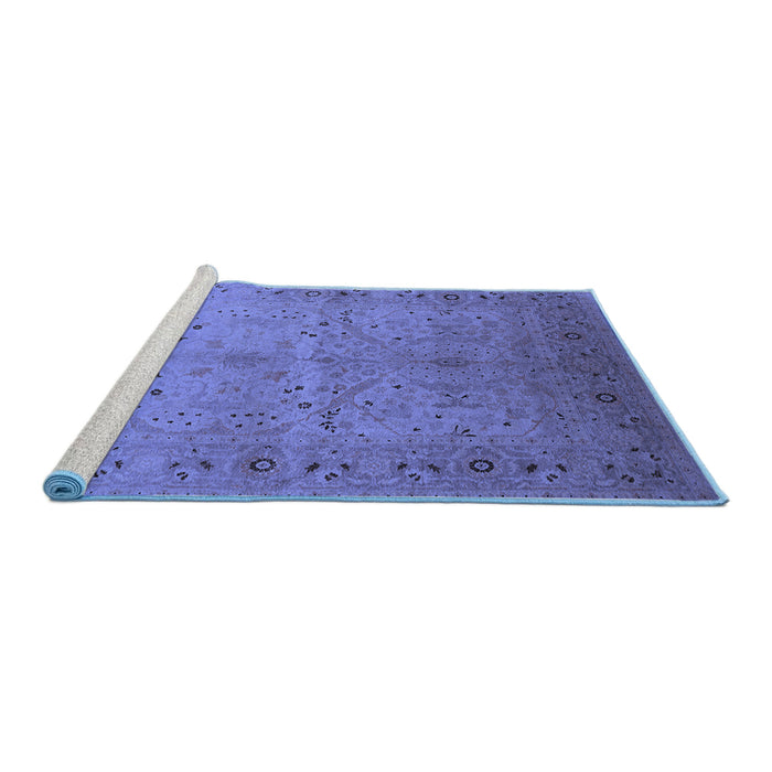 Sideview of Machine Washable Oriental Blue Industrial Rug, wshurb3073blu