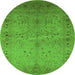 Round Oriental Green Industrial Rug, urb3073grn