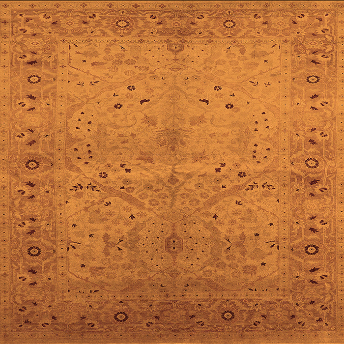 Square Oriental Orange Industrial Rug, urb3073org