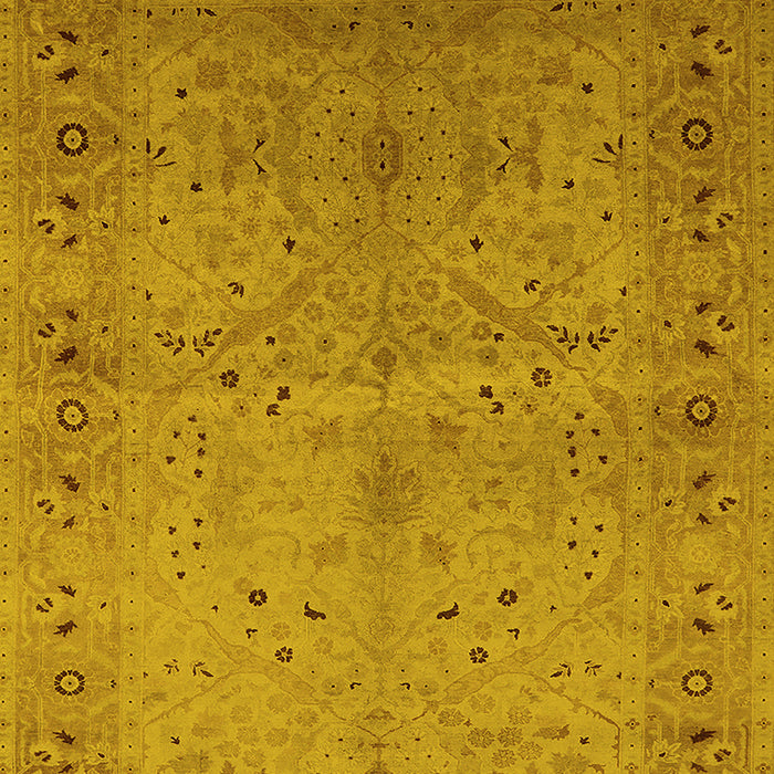 Machine Washable Oriental Yellow Industrial Rug, wshurb3073yw