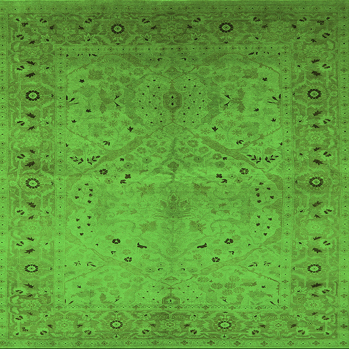 Square Machine Washable Oriental Green Industrial Area Rugs, wshurb3073grn