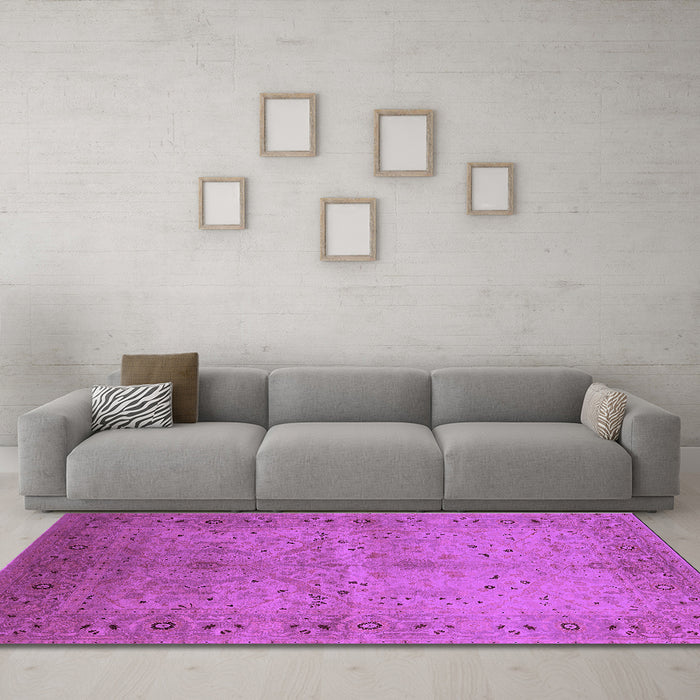 Machine Washable Oriental Purple Industrial Area Rugs in a Living Room, wshurb3073pur