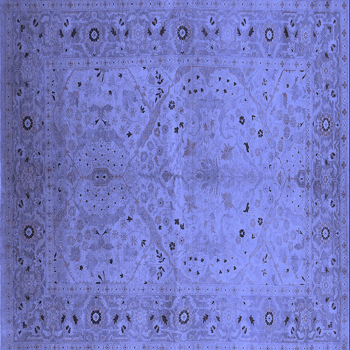 Square Machine Washable Oriental Blue Industrial Rug, wshurb3073blu