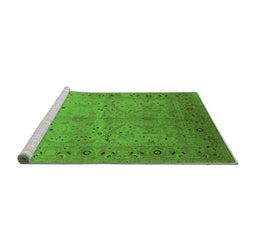 Sideview of Machine Washable Oriental Green Industrial Area Rugs, wshurb3073grn