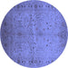 Round Oriental Blue Industrial Rug, urb3073blu