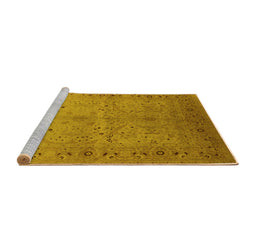 Sideview of Machine Washable Oriental Yellow Industrial Rug, wshurb3073yw
