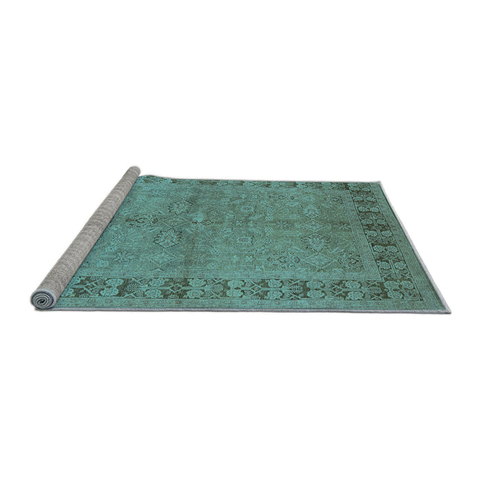 Sideview of Machine Washable Oriental Light Blue Industrial Rug, wshurb3074lblu