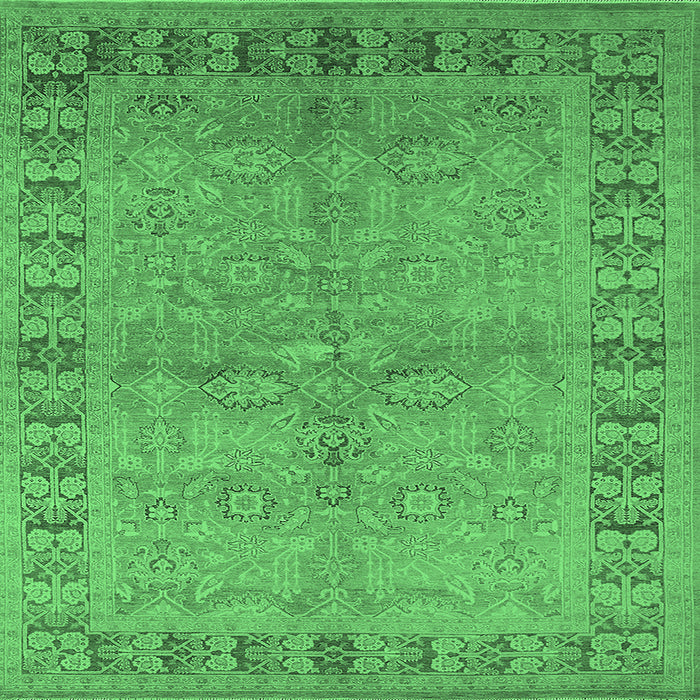 Square Oriental Emerald Green Industrial Rug, urb3074emgrn
