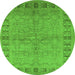 Round Oriental Green Industrial Rug, urb3074grn