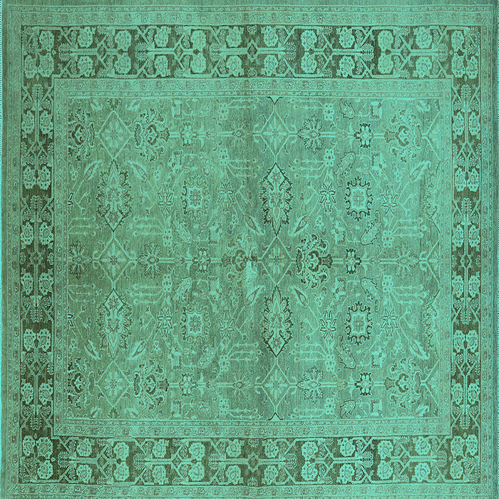Square Oriental Turquoise Industrial Rug, urb3074turq