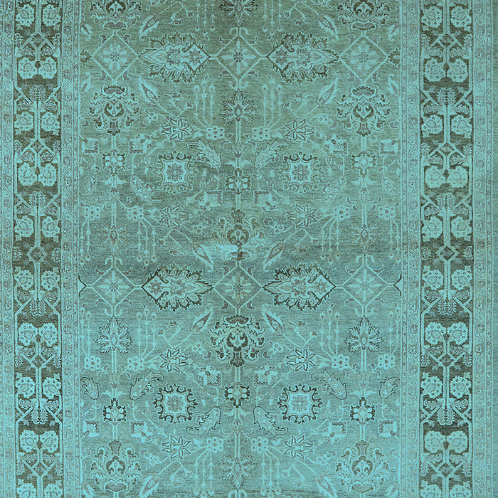 Machine Washable Oriental Light Blue Industrial Rug, wshurb3074lblu