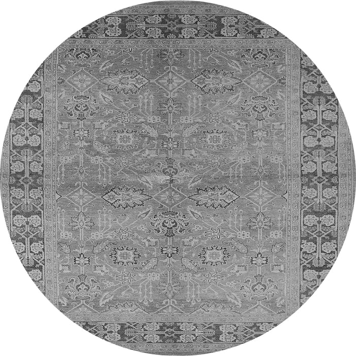 Round Oriental Gray Industrial Rug, urb3074gry