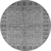 Round Oriental Gray Industrial Rug, urb3074gry