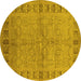 Round Oriental Yellow Industrial Rug, urb3074yw