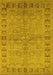 Machine Washable Oriental Yellow Industrial Rug, wshurb3074yw