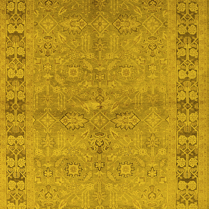 Machine Washable Oriental Yellow Industrial Rug, wshurb3074yw