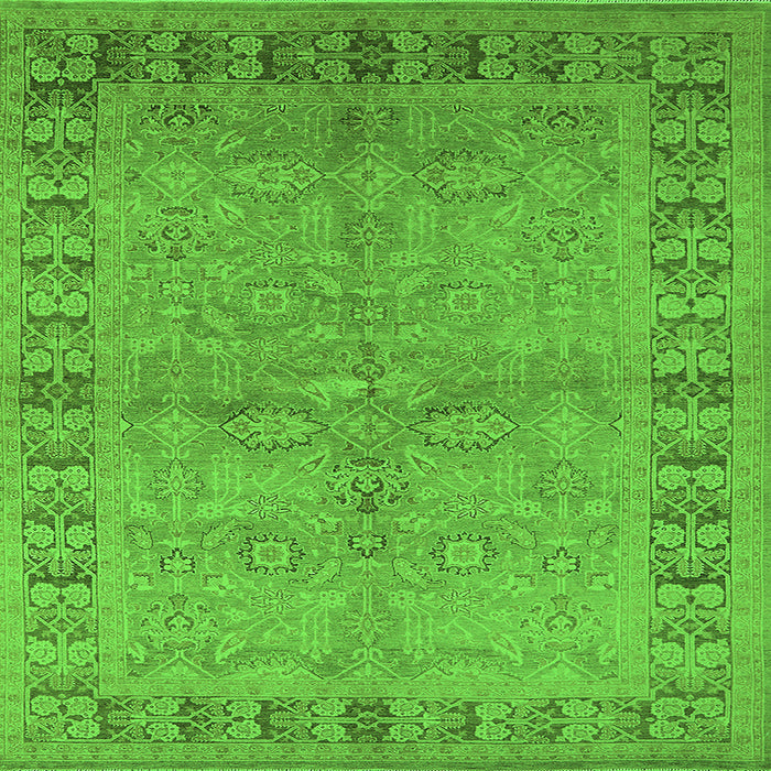 Square Machine Washable Oriental Green Industrial Area Rugs, wshurb3074grn