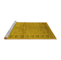 Sideview of Machine Washable Oriental Yellow Industrial Rug, wshurb3074yw