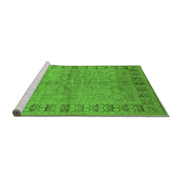 Sideview of Machine Washable Oriental Green Industrial Area Rugs, wshurb3074grn
