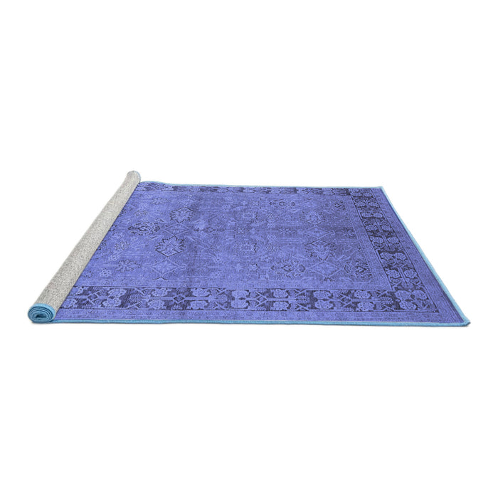 Sideview of Machine Washable Oriental Blue Industrial Rug, wshurb3074blu