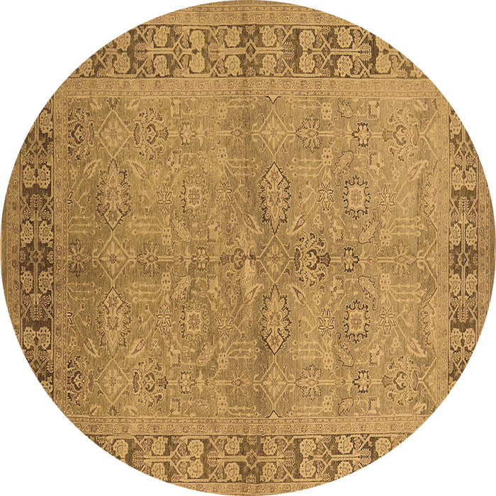 Round Machine Washable Oriental Brown Industrial Rug, wshurb3074brn