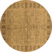 Round Oriental Brown Industrial Rug, urb3074brn