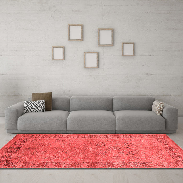 Industrial Red Washable Rugs
