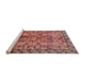 Sideview of Machine Washable Industrial Modern Sunrise Orange Rug, wshurb3075