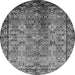 Round Machine Washable Oriental Gray Industrial Rug, wshurb3075gry