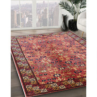 Mid-Century Modern Sunrise Orange Oriental Rug, urb3075