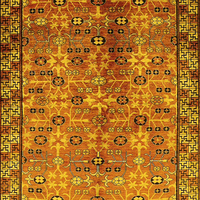 Machine Washable Oriental Yellow Industrial Rug, wshurb3075yw