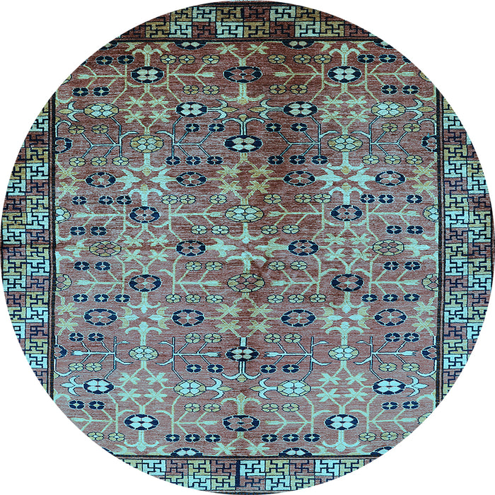 Round Oriental Light Blue Industrial Rug, urb3075lblu