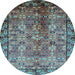 Round Oriental Light Blue Industrial Rug, urb3075lblu