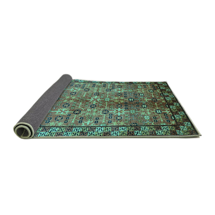 Sideview of Oriental Turquoise Industrial Rug, urb3075turq