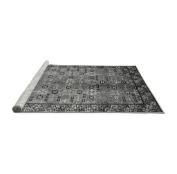 Sideview of Machine Washable Oriental Gray Industrial Rug, wshurb3075gry