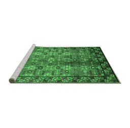 Sideview of Machine Washable Oriental Emerald Green Industrial Area Rugs, wshurb3075emgrn