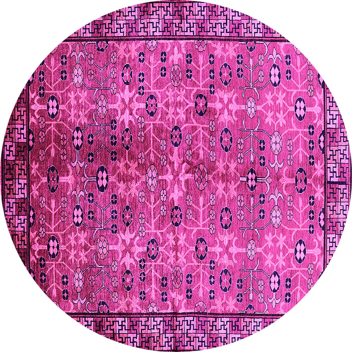 Round Oriental Pink Industrial Rug, urb3075pnk