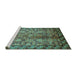 Sideview of Machine Washable Oriental Turquoise Industrial Area Rugs, wshurb3075turq
