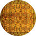 Round Oriental Yellow Industrial Rug, urb3075yw