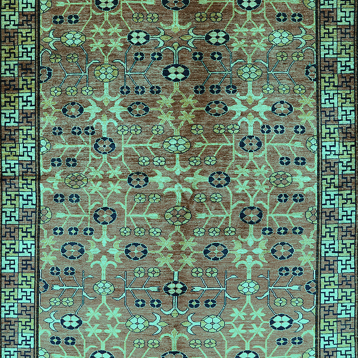 Machine Washable Oriental Turquoise Industrial Area Rugs, wshurb3075turq