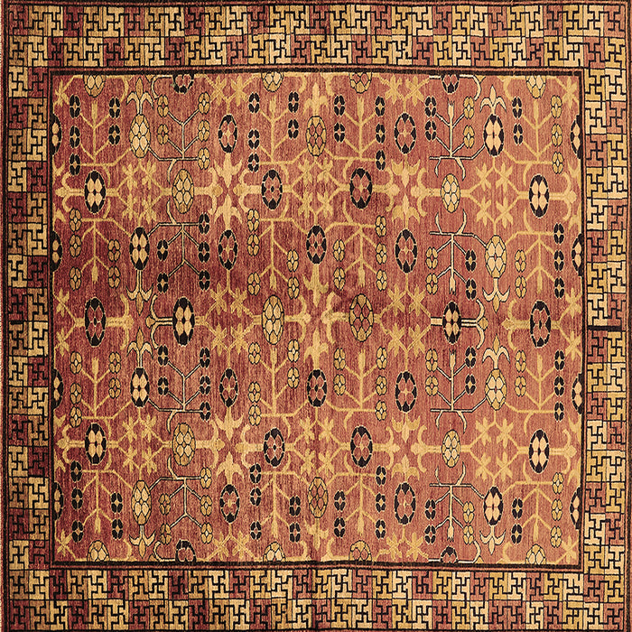 Square Machine Washable Oriental Brown Industrial Rug, wshurb3075brn