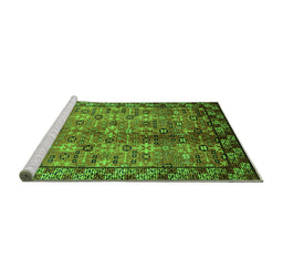 Sideview of Machine Washable Oriental Green Industrial Area Rugs, wshurb3075grn
