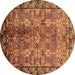 Round Oriental Brown Industrial Rug, urb3075brn