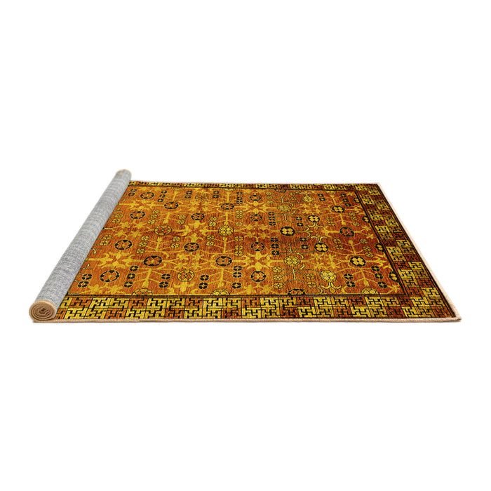 Sideview of Machine Washable Oriental Yellow Industrial Rug, wshurb3075yw