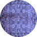 Round Machine Washable Oriental Blue Industrial Rug, wshurb3075blu