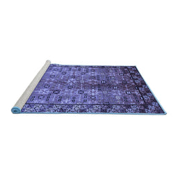 Sideview of Machine Washable Oriental Blue Industrial Rug, wshurb3075blu