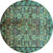 Round Oriental Turquoise Industrial Rug, urb3075turq